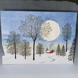 Moonlit Cottage 20 Beautiful silver foil Christmas deluxe Holiday Winter cards